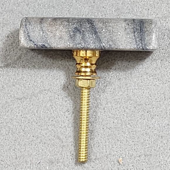 Gray Marble Stone Cabinet Dresser Drawer Pulls Set of 6 Perilla Home NEW In Box - Picture 1 of 10